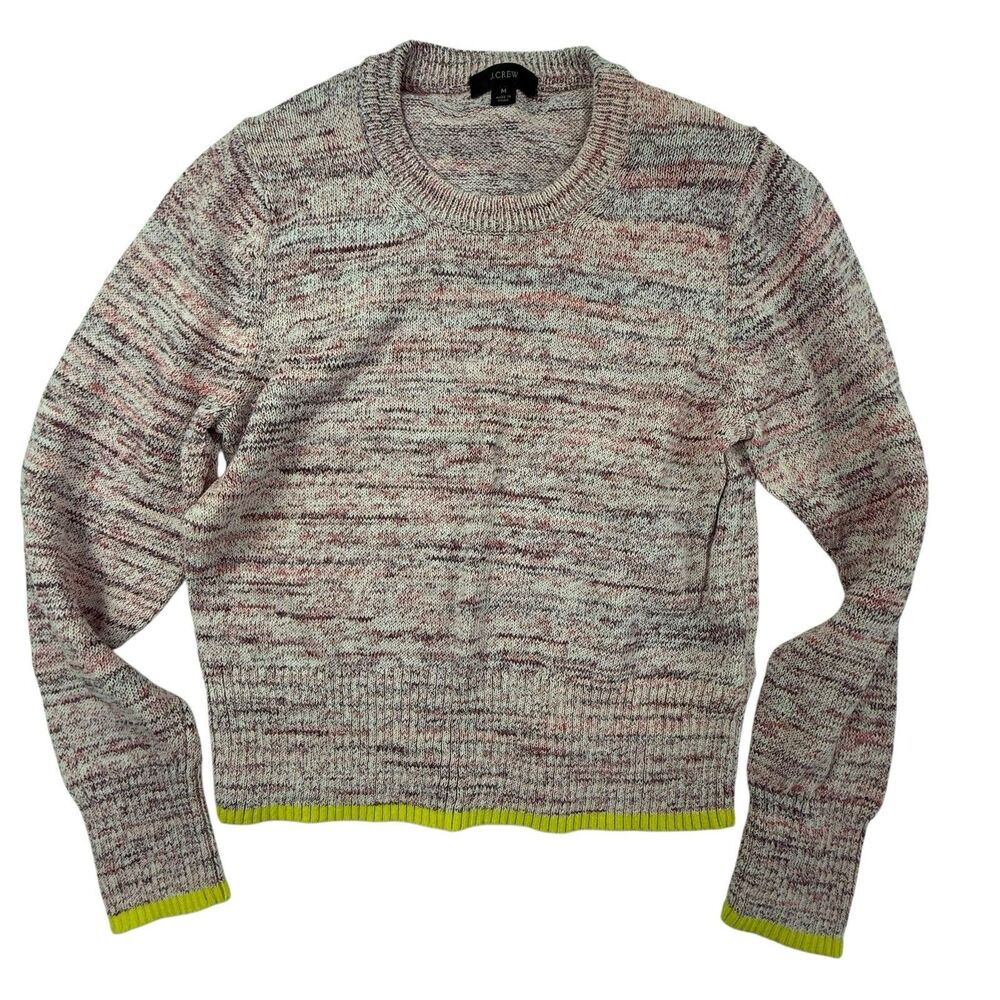 J Crew Pink Space-Dyed Long Sleeve Sweater Women Medium BG0876 Cropped